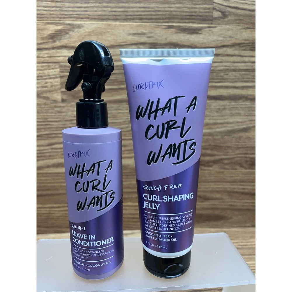 CURLTRIX What A Curl Wants 1/Curl Shaping Jelly AND  1/Leave Conditioning Spray
